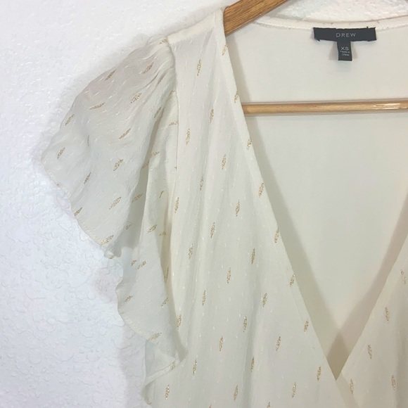 Like new Anthropologie Drew white gold wrap dress - Picture 8 of 11